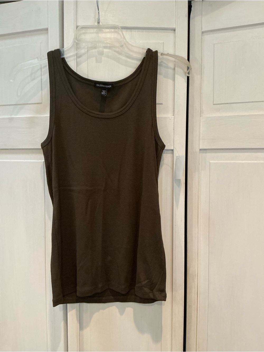 Eileen Fisher NWT Olive Green Tencel Scoop Neck Tank Top